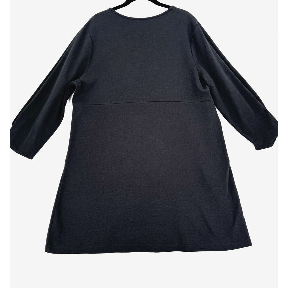 Free Assembly Women XL Black A Line Tunic Dress 3/4 Balloon Sleeve Minimalist